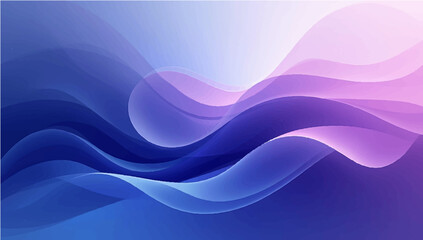 Vector illustration of smooth abstract wave shapes with blue and purple gradient tones on a light background, soft flowing curves, minimal design, modern fluid pattern.