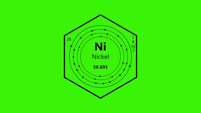 Oxygen chemical element periodic table on background.Oxygen number 8, animated periodic table.Shows name, atomic weight and element number.