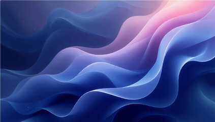 Vector illustration of smooth flowing wave lines with glowing neon colors in shades of pink, purple, and blue on a dark background, abstract fluid shapes, soft curves, futuristic digital background.