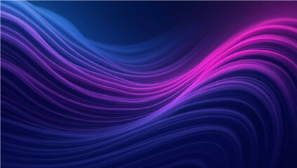 Vector illustration of smooth flowing wave lines with glowing neon colors in shades of pink, purple, and blue on a dark background, abstract fluid shapes, soft curves, futuristic digital background.