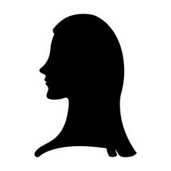 Silhouette of a woman's head and shoulders in profile view design