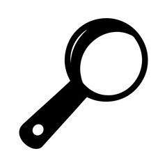 Isolated black silhouette of a magnifying glass tool on white background
