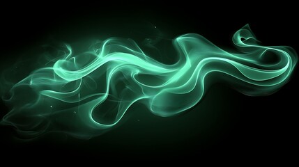 Abstract green flowing wave pattern on the dark background, modern graphic