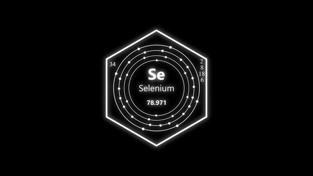 selenium chemical element periodic table on background. animated periodic table.Shows name, atomic weight and element number.