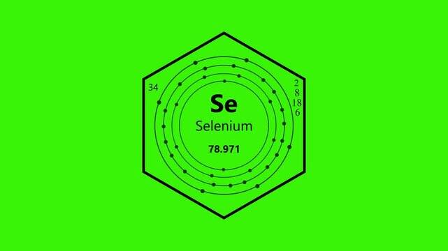 selenium chemical element periodic table on background. animated periodic table.Shows name, atomic weight and element number.
