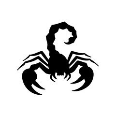 Minimalist black silhouette of a scorpion ready to strike