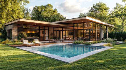 Modern home with pool and patio