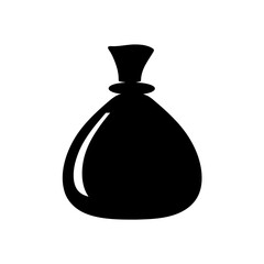 Stylized Simple Monochrome Black Bag or Sack Filled with Something Unknown