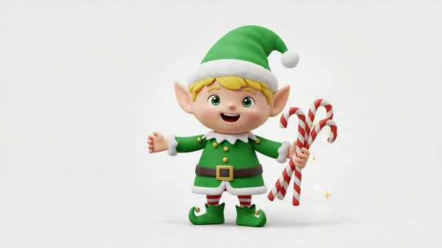 Cartoon elf holding candy canes festive holiday illustration image