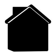 Simple black house icon with a white border, graphic representation