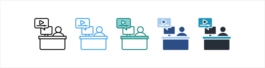 Online Conference Icon In Different Style Vector