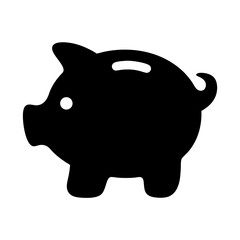 Simple Black Piggy Bank Icon Signifying Savings Financial Security and Future Planning