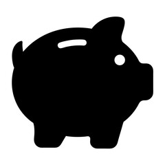Black Piggy Bank Icon Representing Savings and Financial Security Symbolically