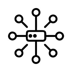 Connection Nodes in Network Icon Representing Data Links and Digital Communication