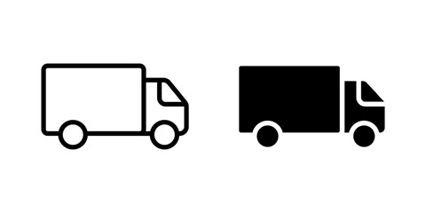 Truck icon. Cargo delivery vehicle sign. Commercial transport for freight and logistics symbol. Road shipping and supply chain pictogram. Distribution service illustration.