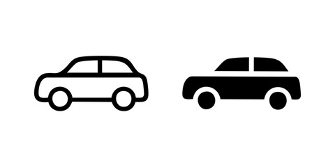 Car icon. Driver or taxi sign. Sedan and personal transport symbol. Modern automobile for road travel pictogram. Auto illustration.