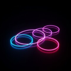 Abstract Neon Circles in Dark Background