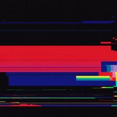 Abstract Glitch Art with Red and Blue Horizontal Lines