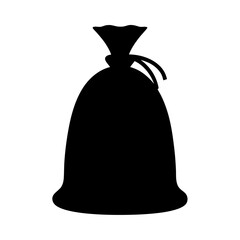 Black silhouette of a tied sack or bag filled with contents