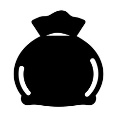 Isolated black bag or sack illustration with a tied top element design
