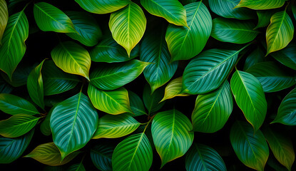 Desktop wallpaper of large tropical green leaves, perfect for nature lovers, environmentalists, or anyone wanting a calming, organic background for their computer screen