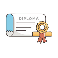 Diploma Scroll with Ribbon Icon Representing Academic Achievement and Certification