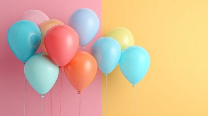 Pastel balloons on a split background