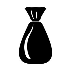 Illustration of a Black Bag of Loot or Wealth with Tightened Neck