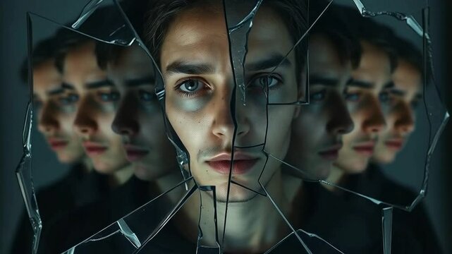 shattered mirror reflects versions of the same person