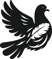 Vector pigeon bird silhouette isolated