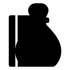 Silhouette of a bag filled to the brim, side opening included