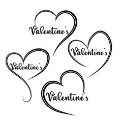 Four Elegant Valentines Day Heart Designs with Calligraphy