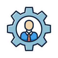 Gear with Head Symbol Representing Cognitive Process and Technical Thinking