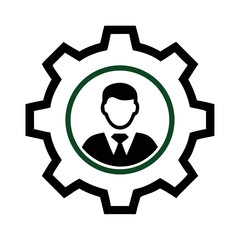 Gear with Head Symbol Representing Cognitive Process and Technical Thinking