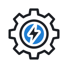 Gear with Lightning Bolt Symbol Representing Power and Energy Mechanism