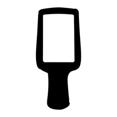 Silhouette of a handheld touchscreen device with a blank rectangular screen area