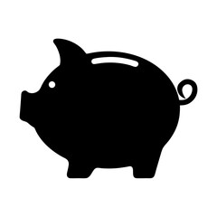 Black and White Piggy Bank Silhouette Illustration for Financial Savings