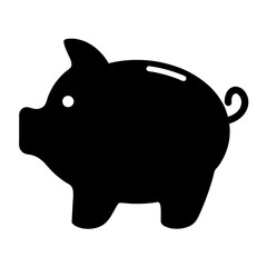 Black and White Piggy Bank Icon Representing Savings and Financial Planning