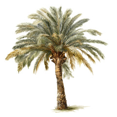 Majestic Palm Tree Watercolor Illustration , isolated on white background png