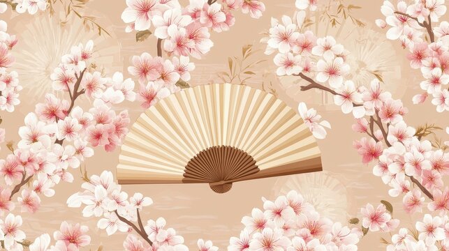 Japanese designs often incorporate delicate cherry blossom patterns arranged in a fan shape