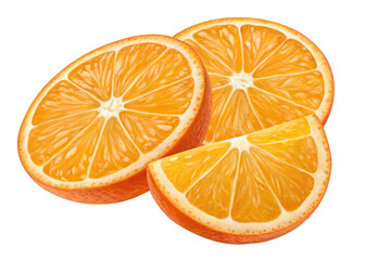 Fototapeta premium Orange slices isolated on a transparent background.