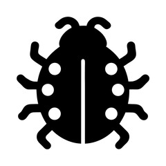 Simple black ladybug icon with white spots, isolated vector illustration art