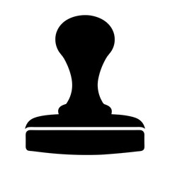 Monochrome image of a classic rubber stamp with rounded handle and base