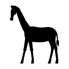 Stylized Black Giraffe Silhouette Standing Tall and Proud on White Backdrop