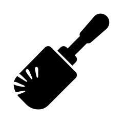 Black silhouette of a toilet bowl brush on a white background