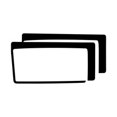 Two offset rectangles in a black and white stylized graphical representation