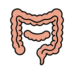 Large Intestine Digestive Organ Icon Representing Human Anatomy and Digestive System