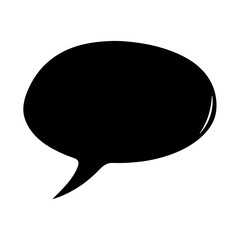 Simple black speech bubble silhouette on white background with smooth edges