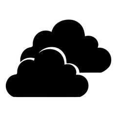 Two overlapping black cloud shapes floating in a white background image