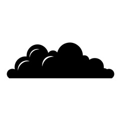 Black cloud silhouette isolated on white background, graphic weather element